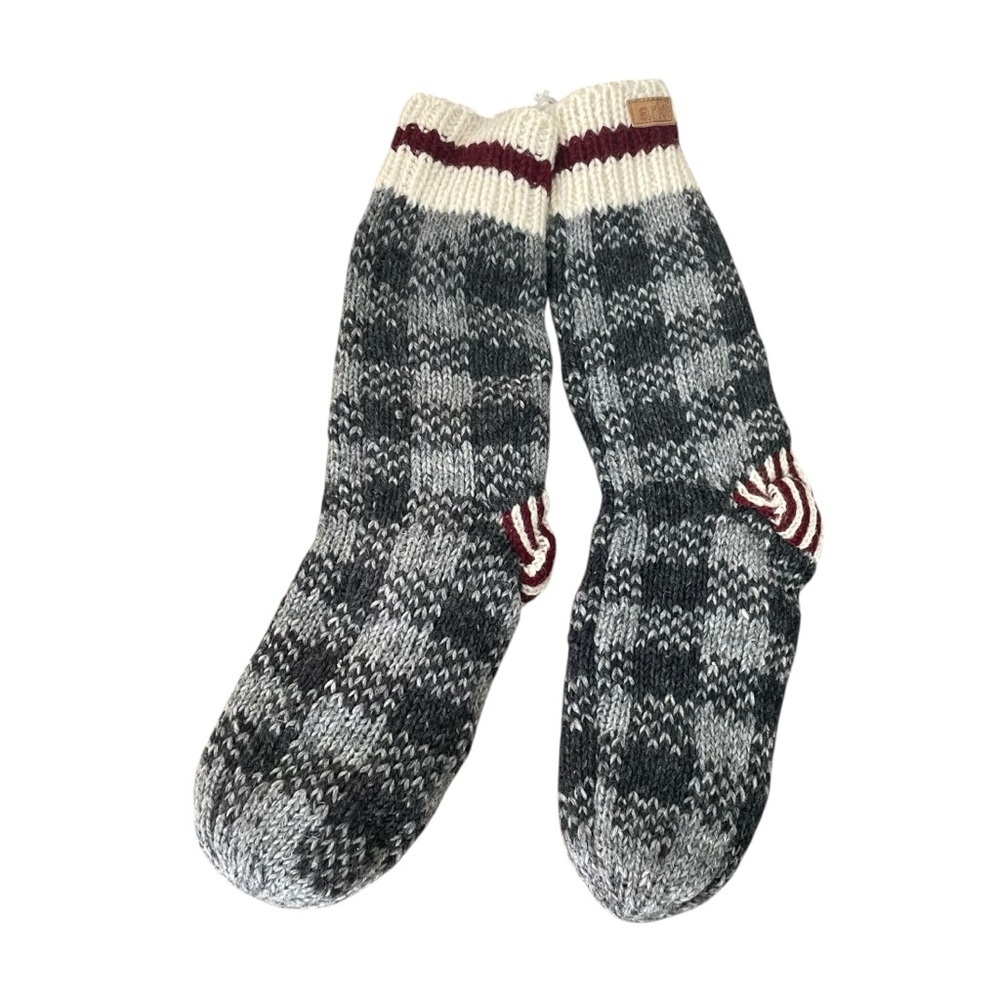 ARK Handmade Cozy Wool Plaid Knit Lined Socks
